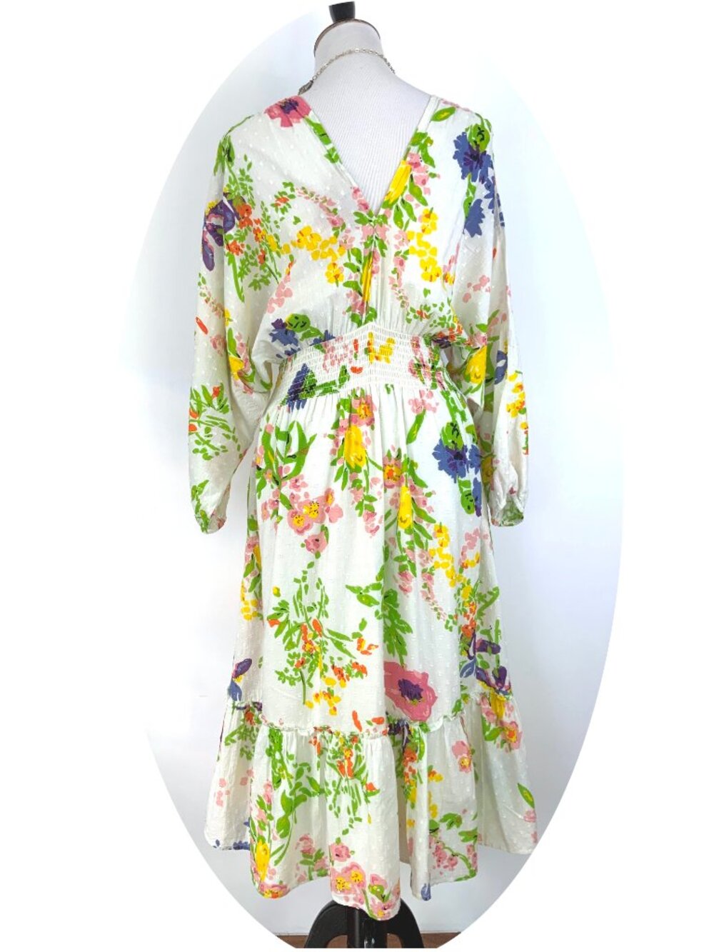 NWT Rose & Rose Dobby Floral Bohemian Cotton Maxi Dress Sz L - Picture 4 of 16
